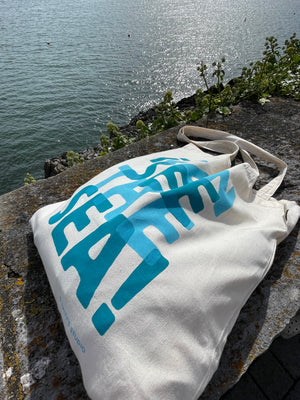 I Can See The Sea Typographic Screen Printed Cotton Tote Bag