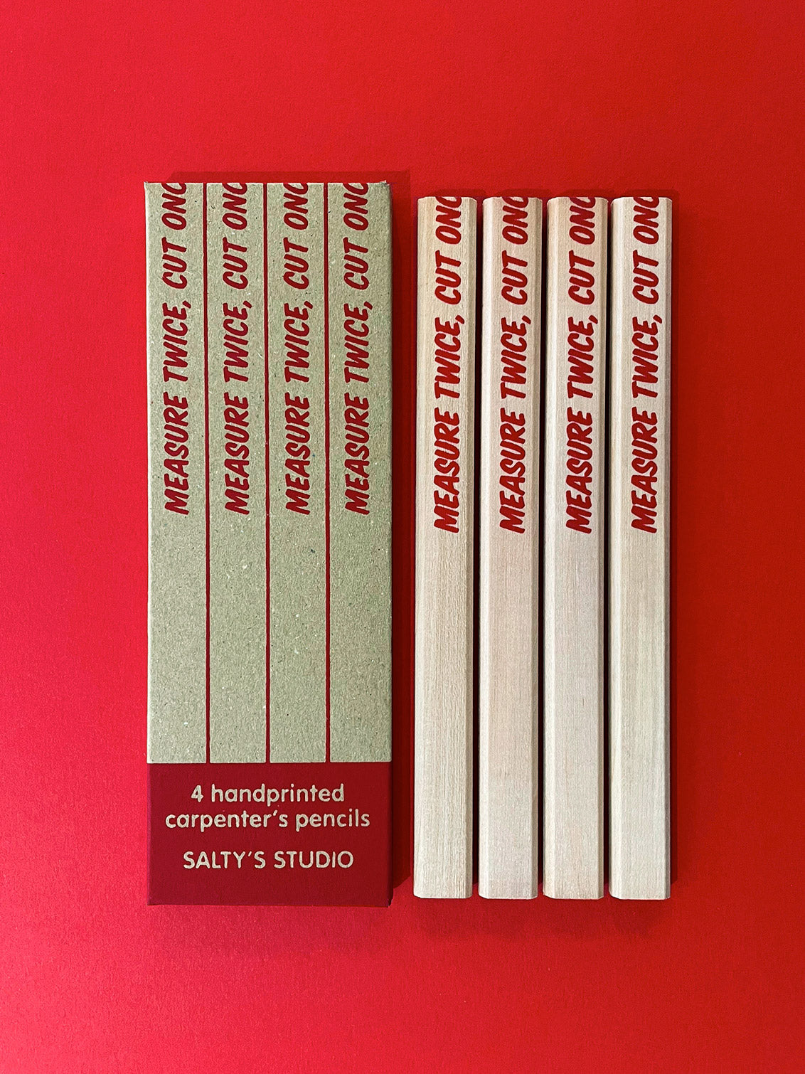 Measure Twice, Cut Once Carpenters Pencils - set of 4