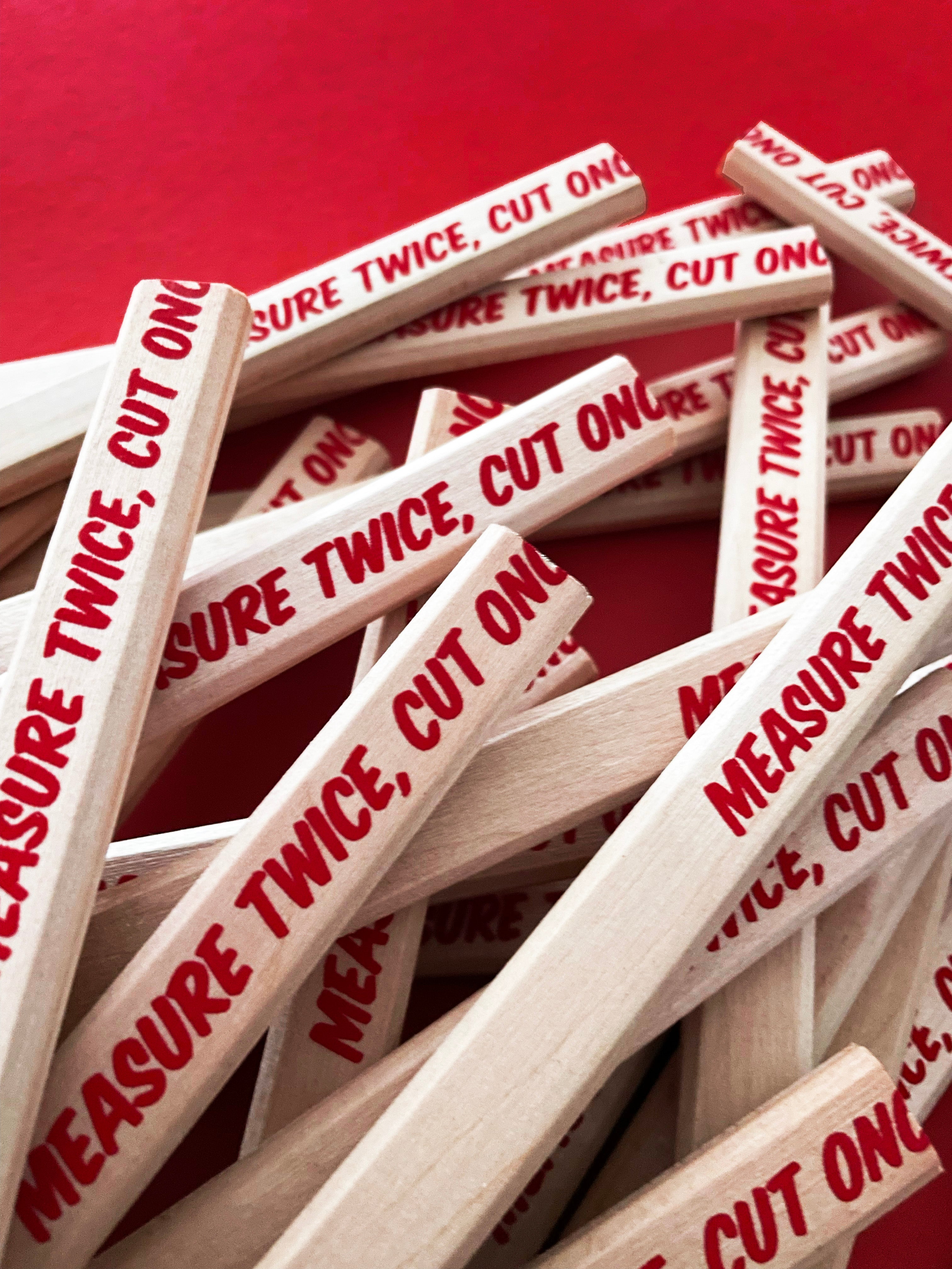 Measure Twice, Cut Once Carpenters Pencils - set of 4